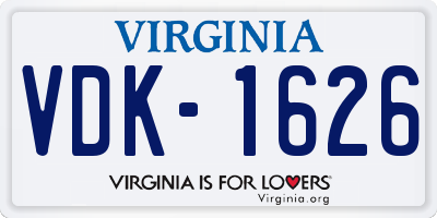 VA license plate VDK1626
