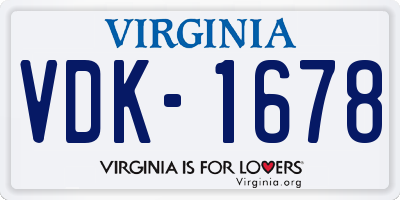 VA license plate VDK1678