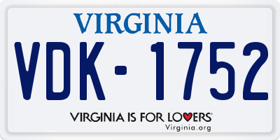 VA license plate VDK1752
