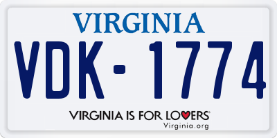 VA license plate VDK1774