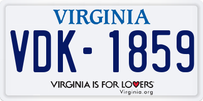 VA license plate VDK1859