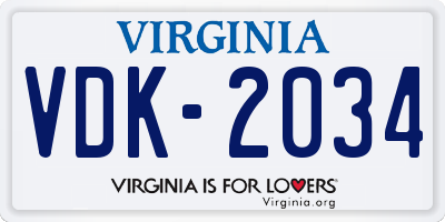 VA license plate VDK2034