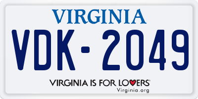 VA license plate VDK2049