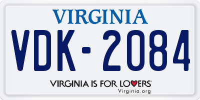 VA license plate VDK2084