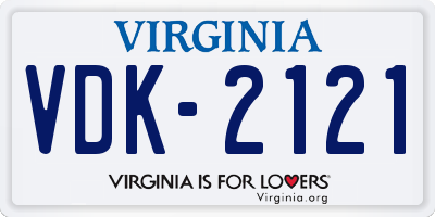 VA license plate VDK2121