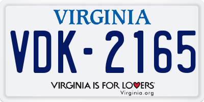 VA license plate VDK2165