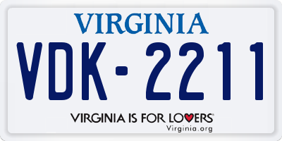 VA license plate VDK2211