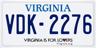 VA license plate VDK2276