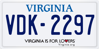 VA license plate VDK2297