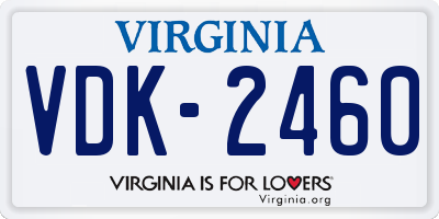 VA license plate VDK2460
