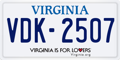 VA license plate VDK2507