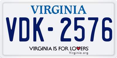VA license plate VDK2576