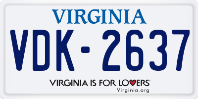 VA license plate VDK2637