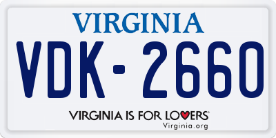 VA license plate VDK2660