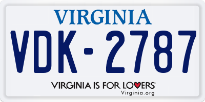 VA license plate VDK2787