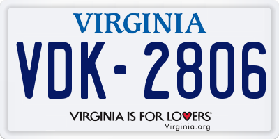 VA license plate VDK2806