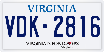 VA license plate VDK2816