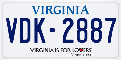 VA license plate VDK2887