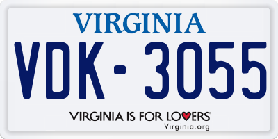 VA license plate VDK3055
