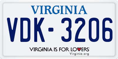 VA license plate VDK3206