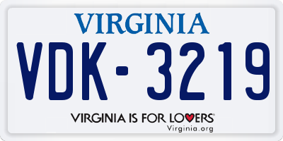 VA license plate VDK3219