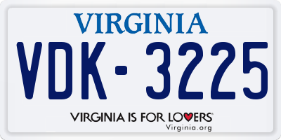 VA license plate VDK3225
