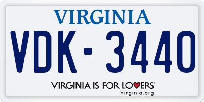 VA license plate VDK3440