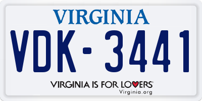 VA license plate VDK3441