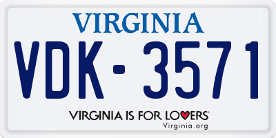VA license plate VDK3571