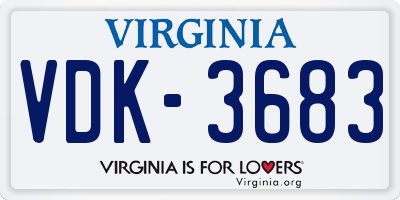 VA license plate VDK3683