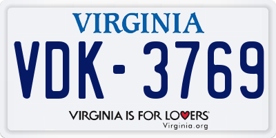 VA license plate VDK3769