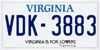 VA license plate VDK3883