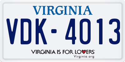 VA license plate VDK4013
