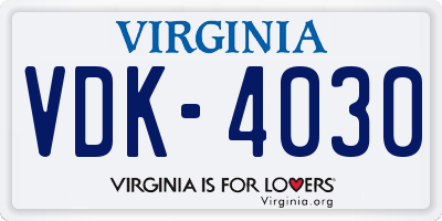 VA license plate VDK4030