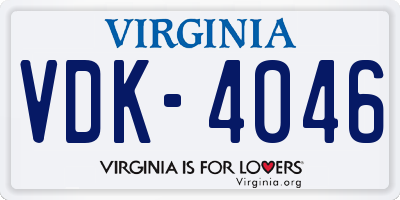 VA license plate VDK4046