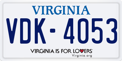 VA license plate VDK4053