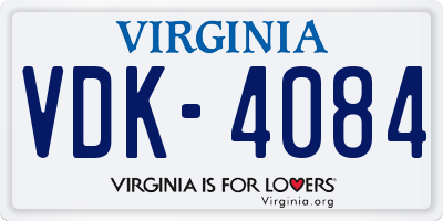 VA license plate VDK4084