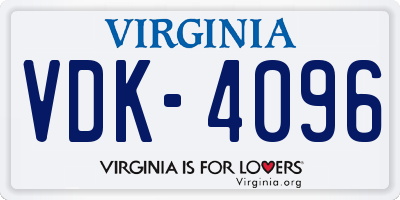 VA license plate VDK4096