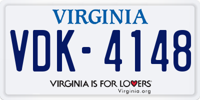 VA license plate VDK4148