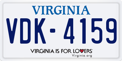 VA license plate VDK4159