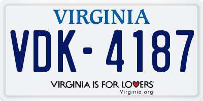 VA license plate VDK4187
