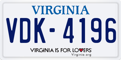 VA license plate VDK4196