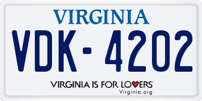 VA license plate VDK4202