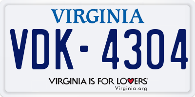 VA license plate VDK4304