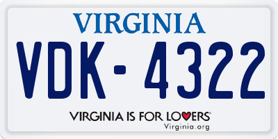 VA license plate VDK4322