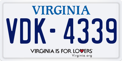 VA license plate VDK4339