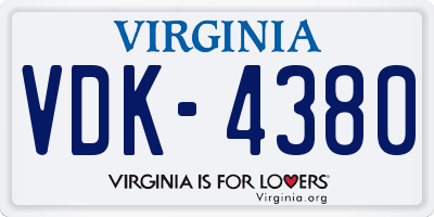 VA license plate VDK4380