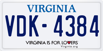 VA license plate VDK4384