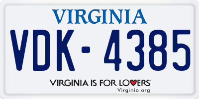 VA license plate VDK4385