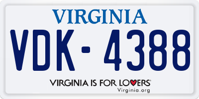 VA license plate VDK4388
